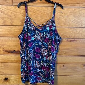 Floral Patterned Women's Camisole - Blue and Pink